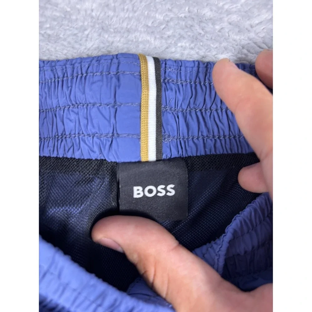 Boss Swim Trunks S Blue Mens Drawstring Elastic Waist